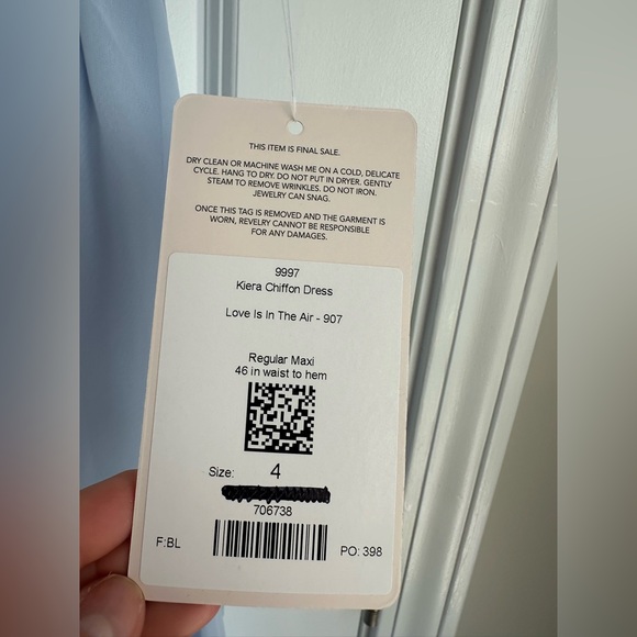 Revelry Kiera Chiffon Dress ‘Love is in the Air’ Blue NWT Size 4 - Picture 12 of 13